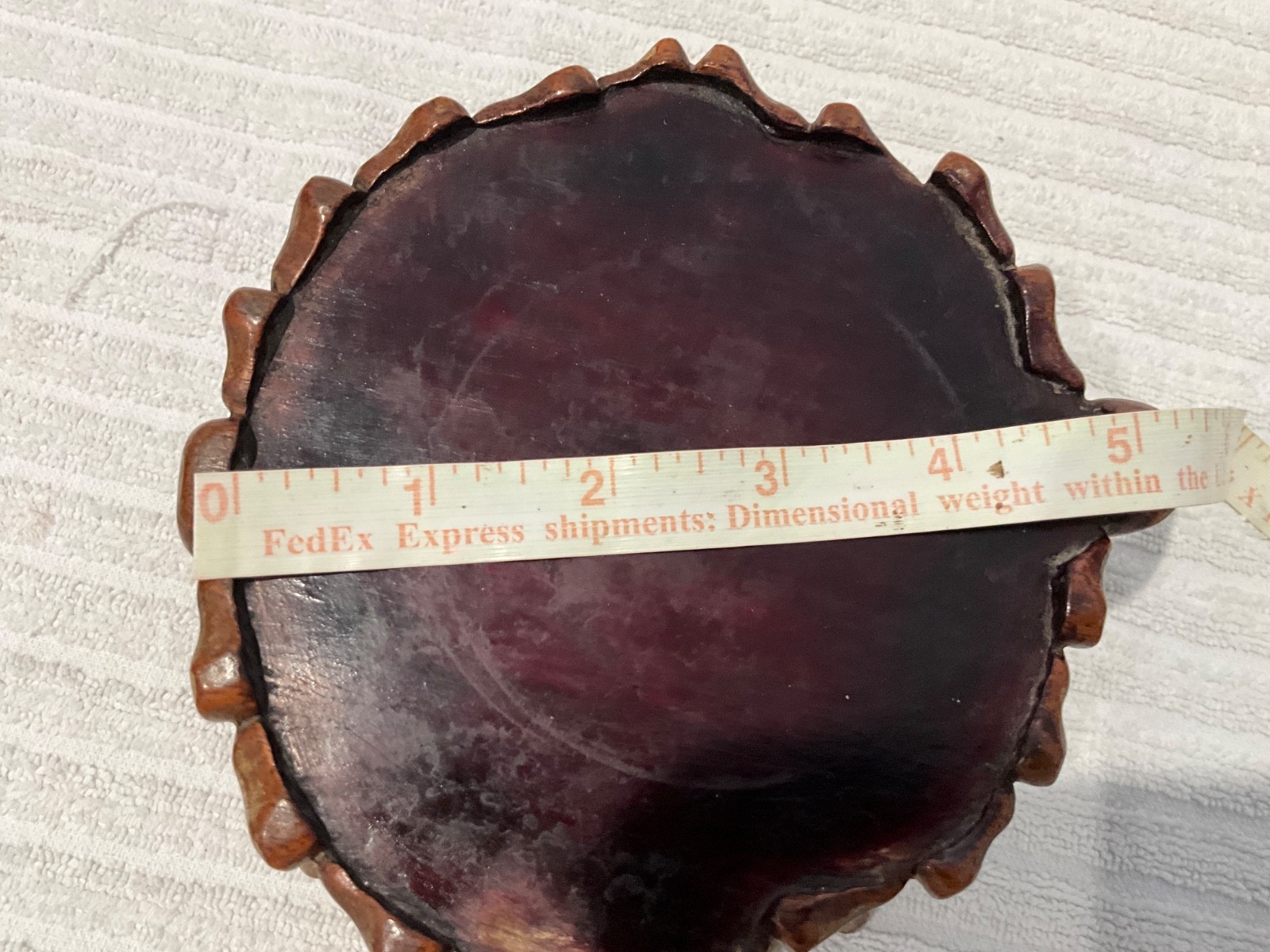 older carved lotus solid Wood Display pedestal stand base vase figurine plant 7”