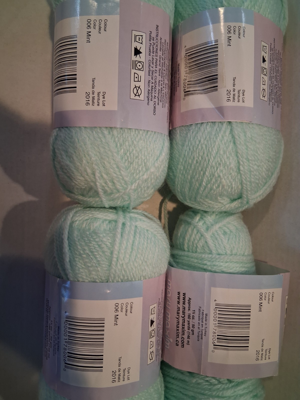 Mary Maxim Baby’s Best Mint Lot 4 Skeins DK #2 Fine/Sport Acrylic Tencel