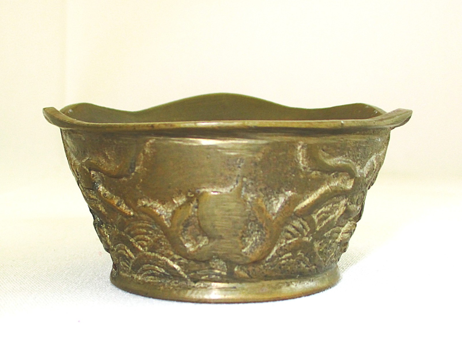 Vintage Chinese Brass and Enamel Silk Coal Iron 5.65 inches long