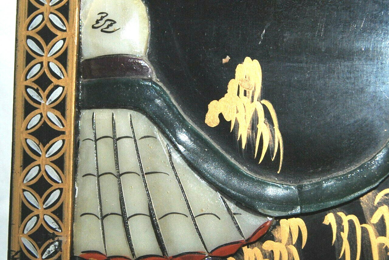NICE Vintage Lacquer Chinese Carved Soapstone Wall Art Panel 12″ x 36″