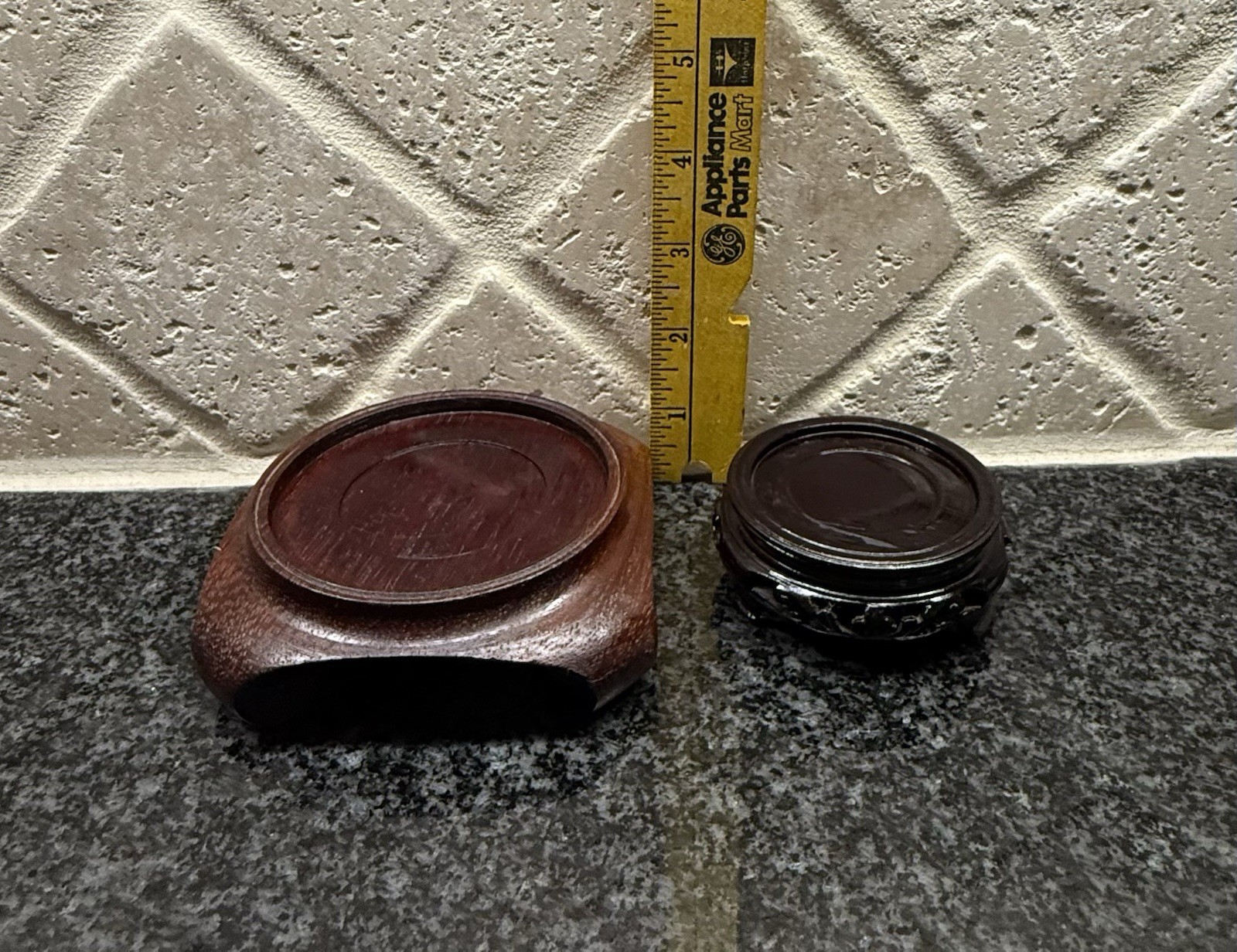 2 Wooden Pedestal Display Stands: For Paperweights, Figurines & Collectible