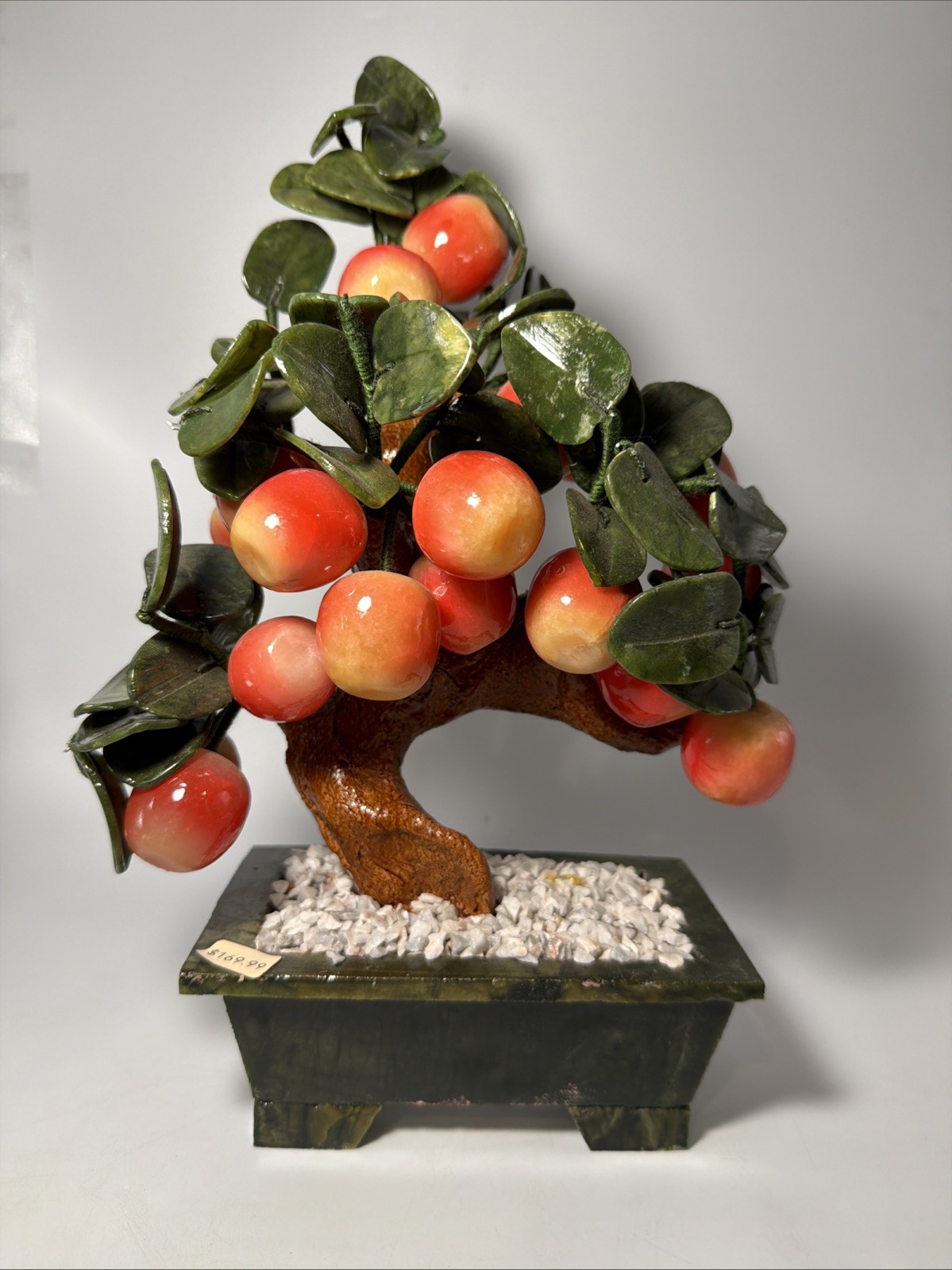 Vintage Chinese Jade Peach Bonsai Tree Sculpture Large ~14inch Heavy ~6lb