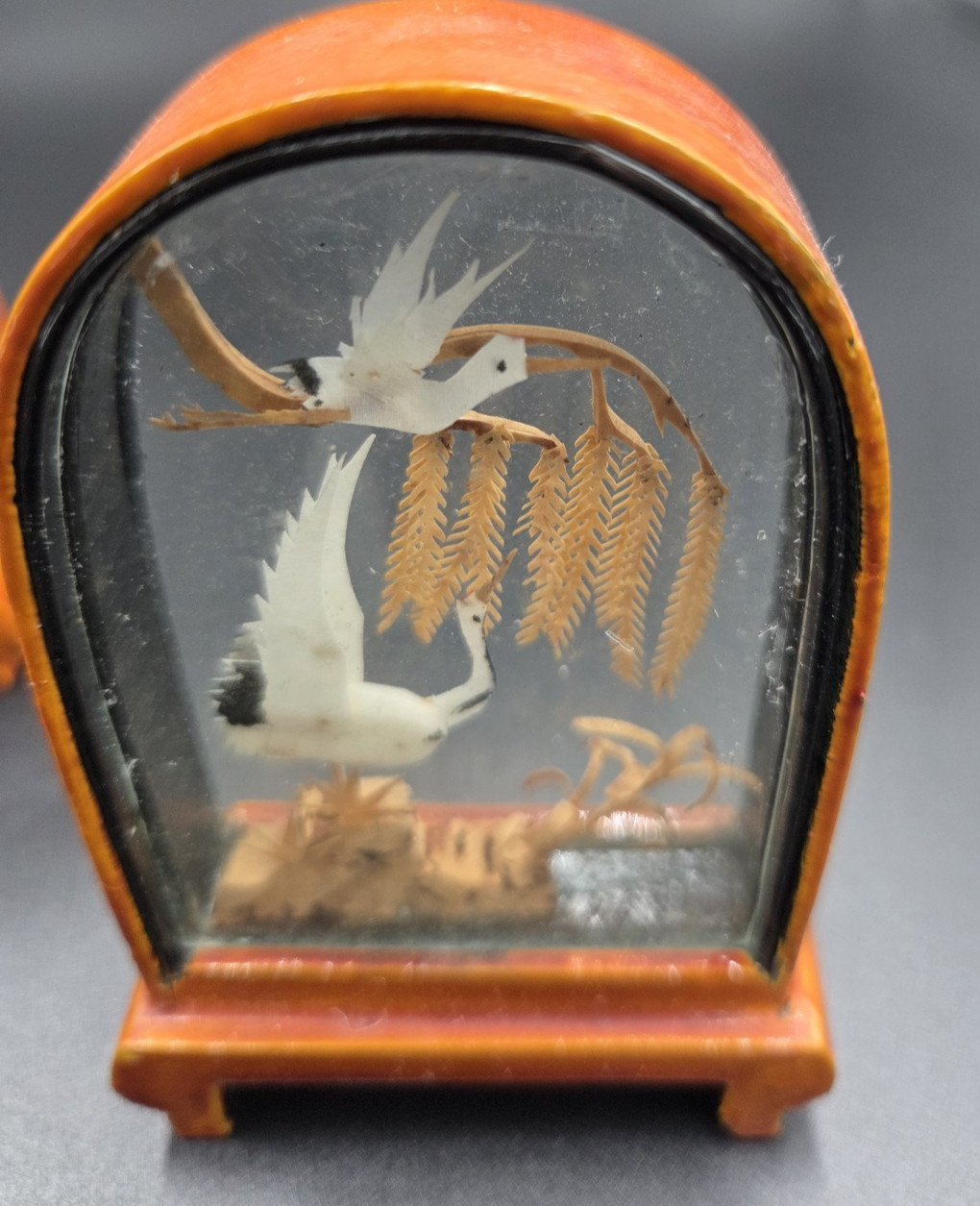 Vintage Asian Carved Cork Diorama Art In Wood/Glass Shadow Boxes 5 pieces
