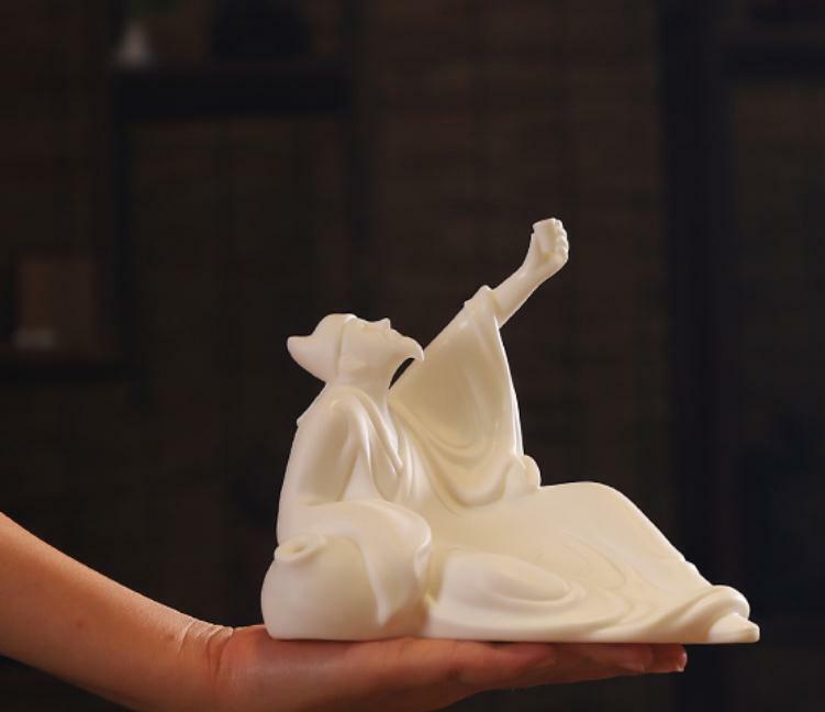 6.7″Chinese White Porcelain Ceramics Poets In Tang Dynasty Li Po Figurine Statue