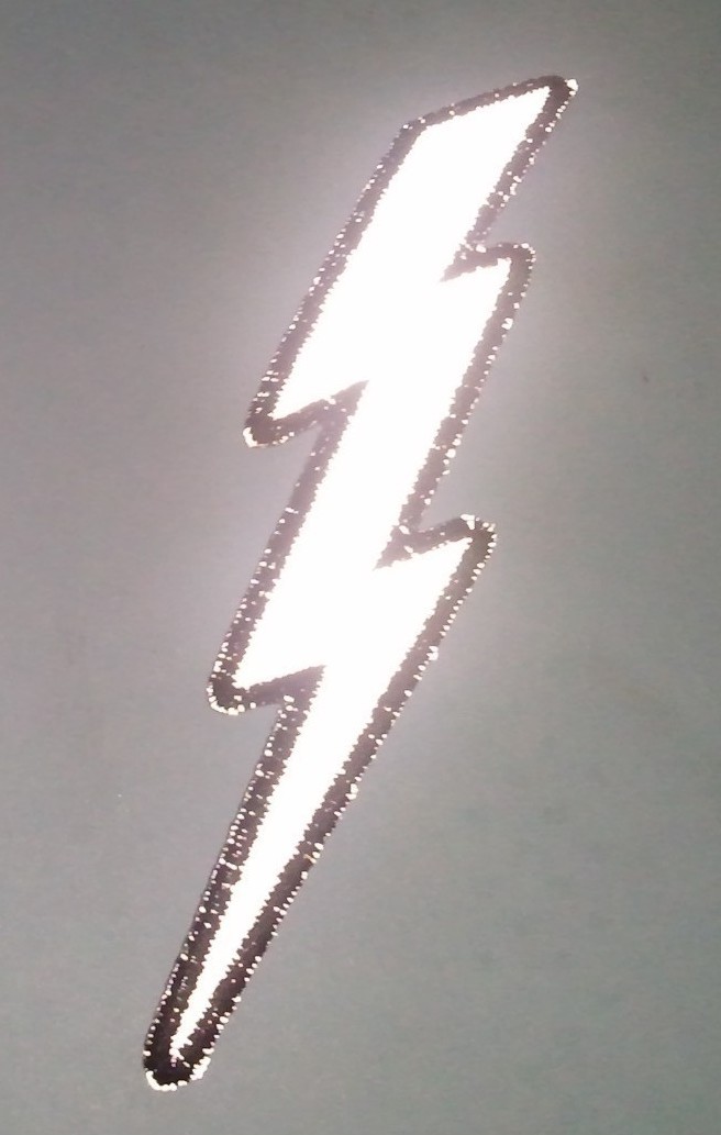 LEFT REFLECTIVE Lightning Bolt 1.5″ x 5″ (38mm) iron on patch (3454) Biker (A20)