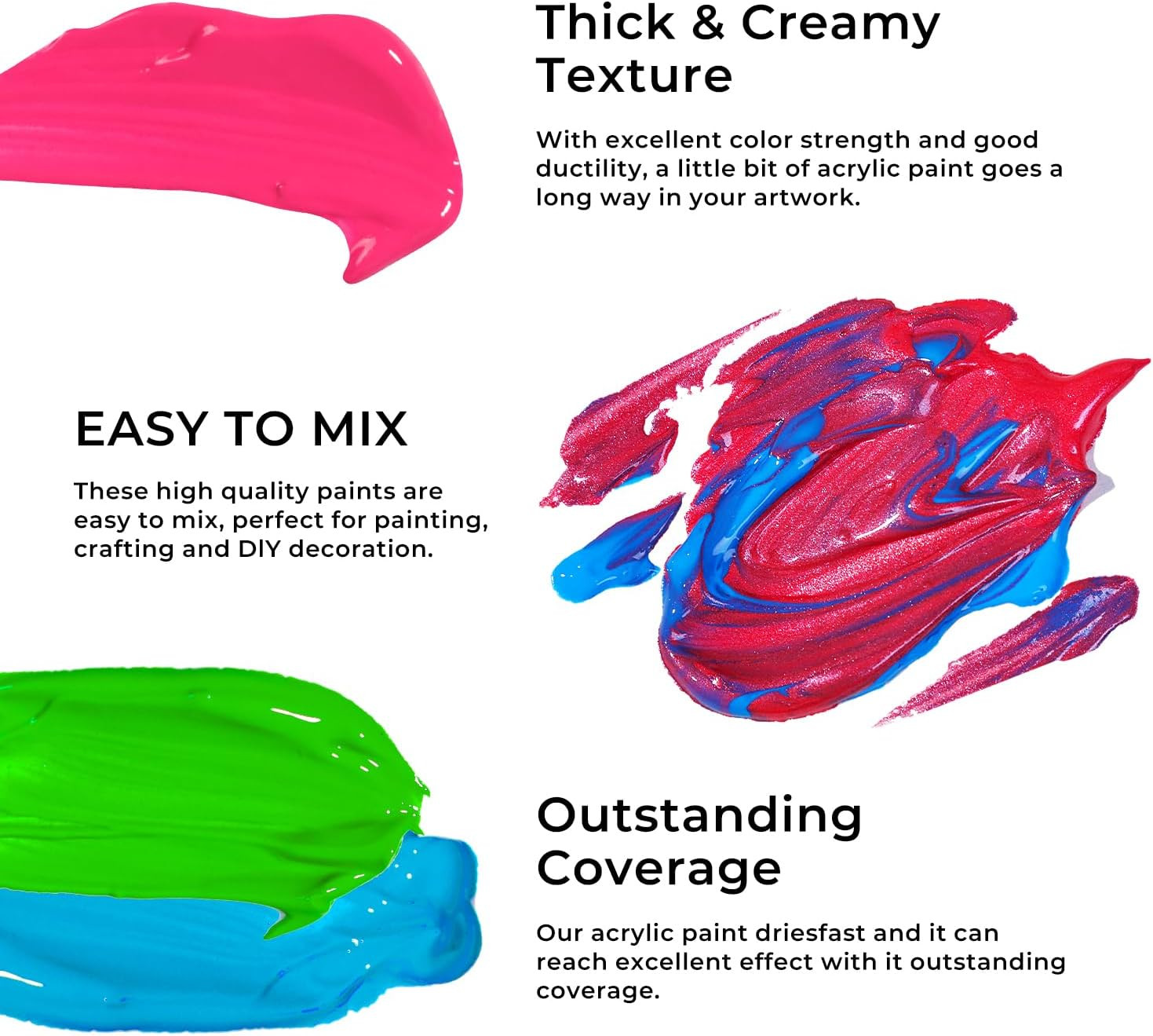 Artme Acrylic Paint Set, 60 Colors in 2Oz/60Ml Bottles, Non Toxic, Waterproof, R