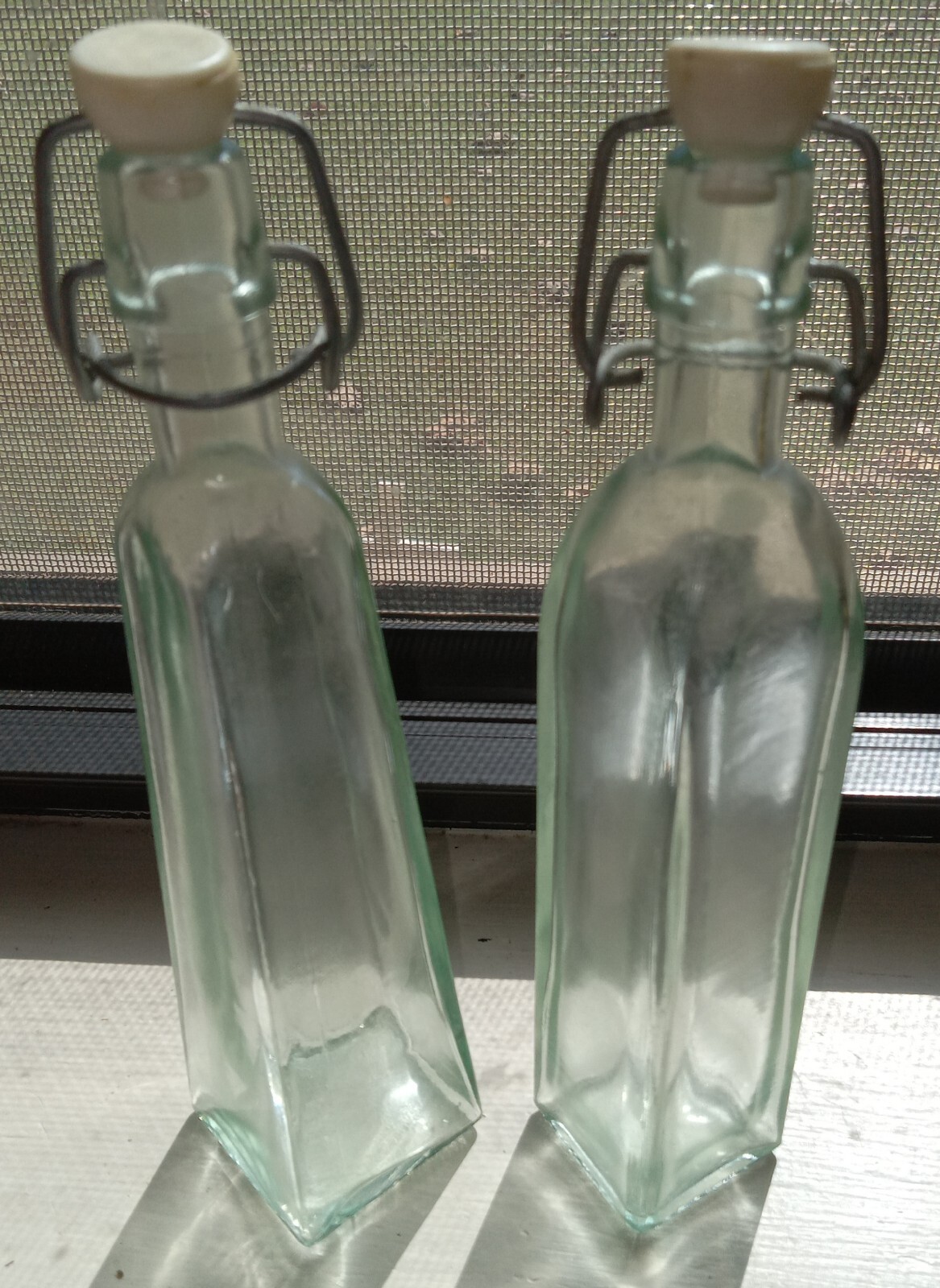 1970’s/1980’s Vintage Asian Clear Glass Soy Bottles With Tops (2)
