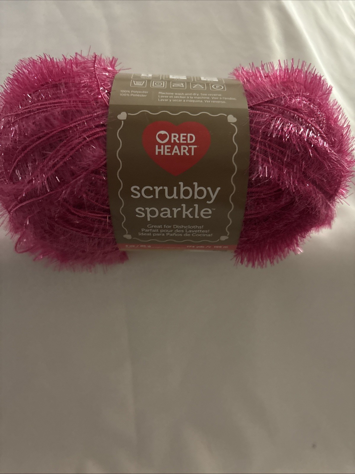 Red Heart Scrubby Sparkle Yarn Watermelon