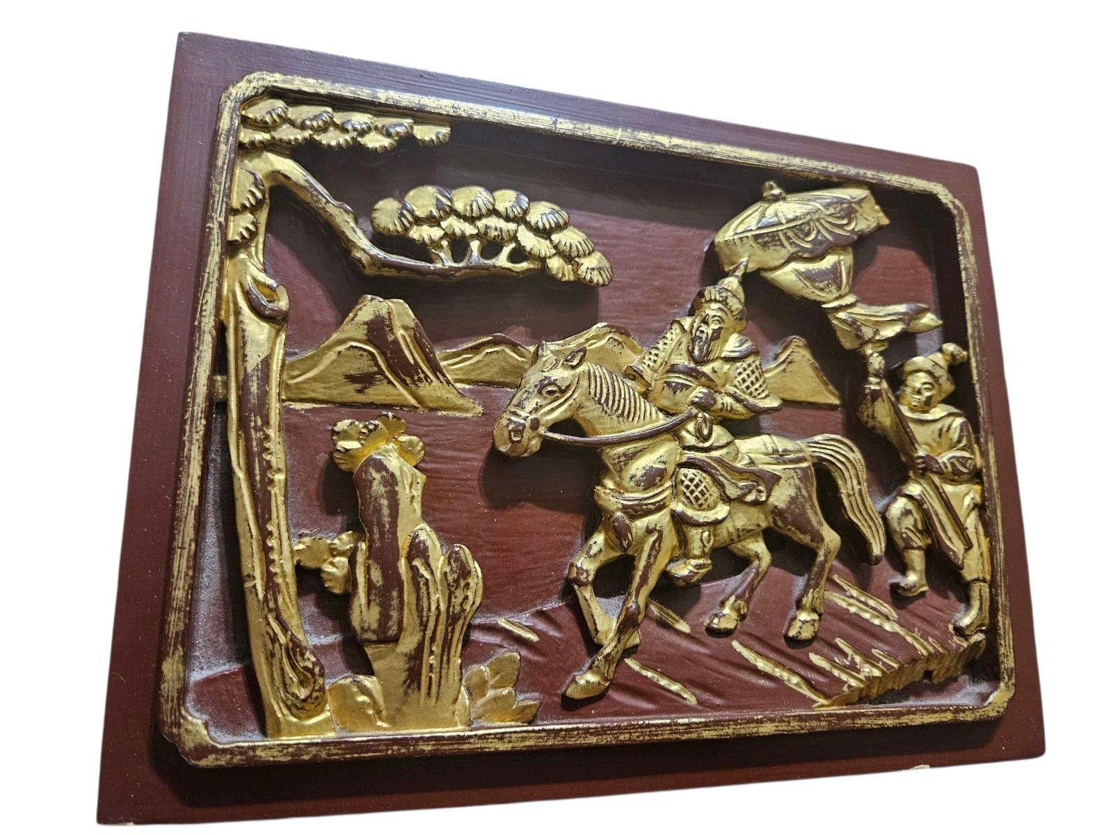 Ant Hand Carving Chinese Wood Panel Relief From A Temple Or Furniture 7″X9″