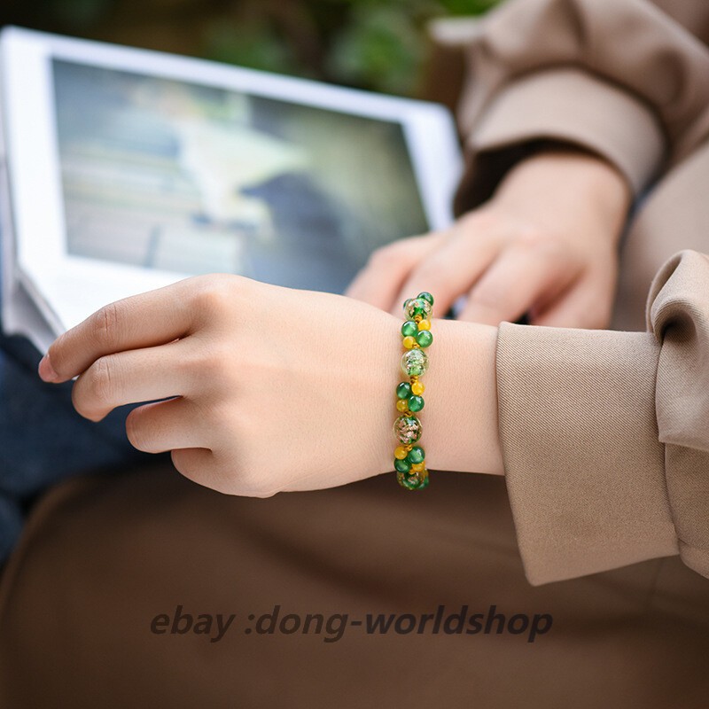 Chinese Green Yellow Agate/Coloured Glaze Ethnic Style Vogue Hand Chain Bracelet