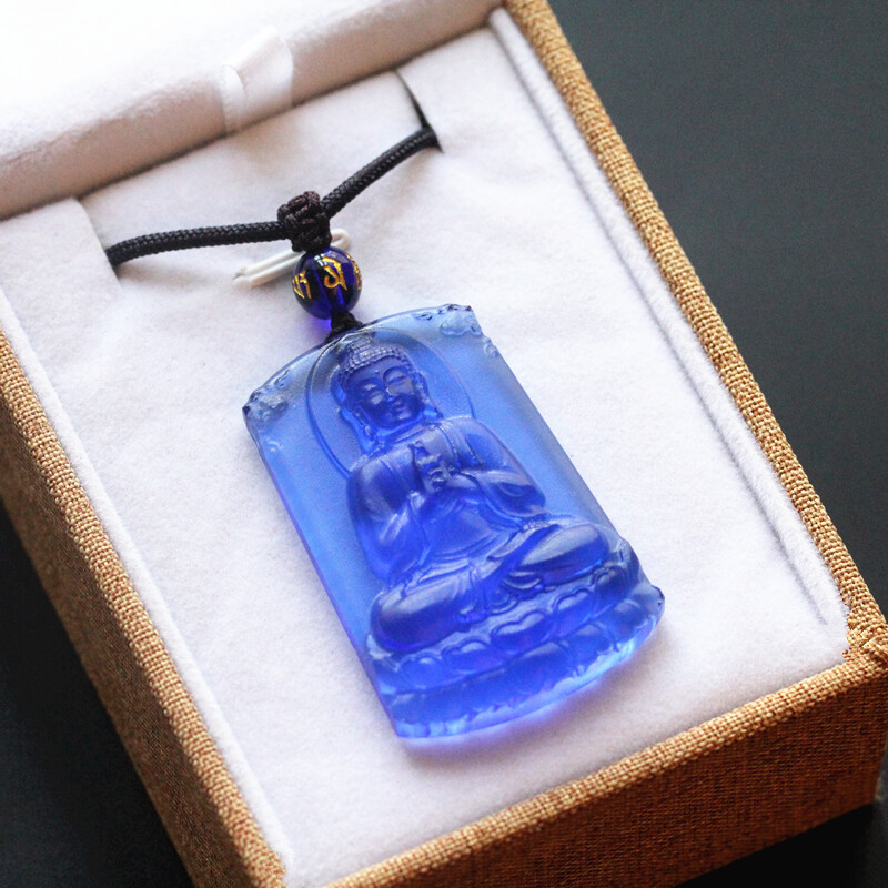 48MM Chinese Coloured Glaze Carving Buddhism tathagata Buddha Amulet Pendant