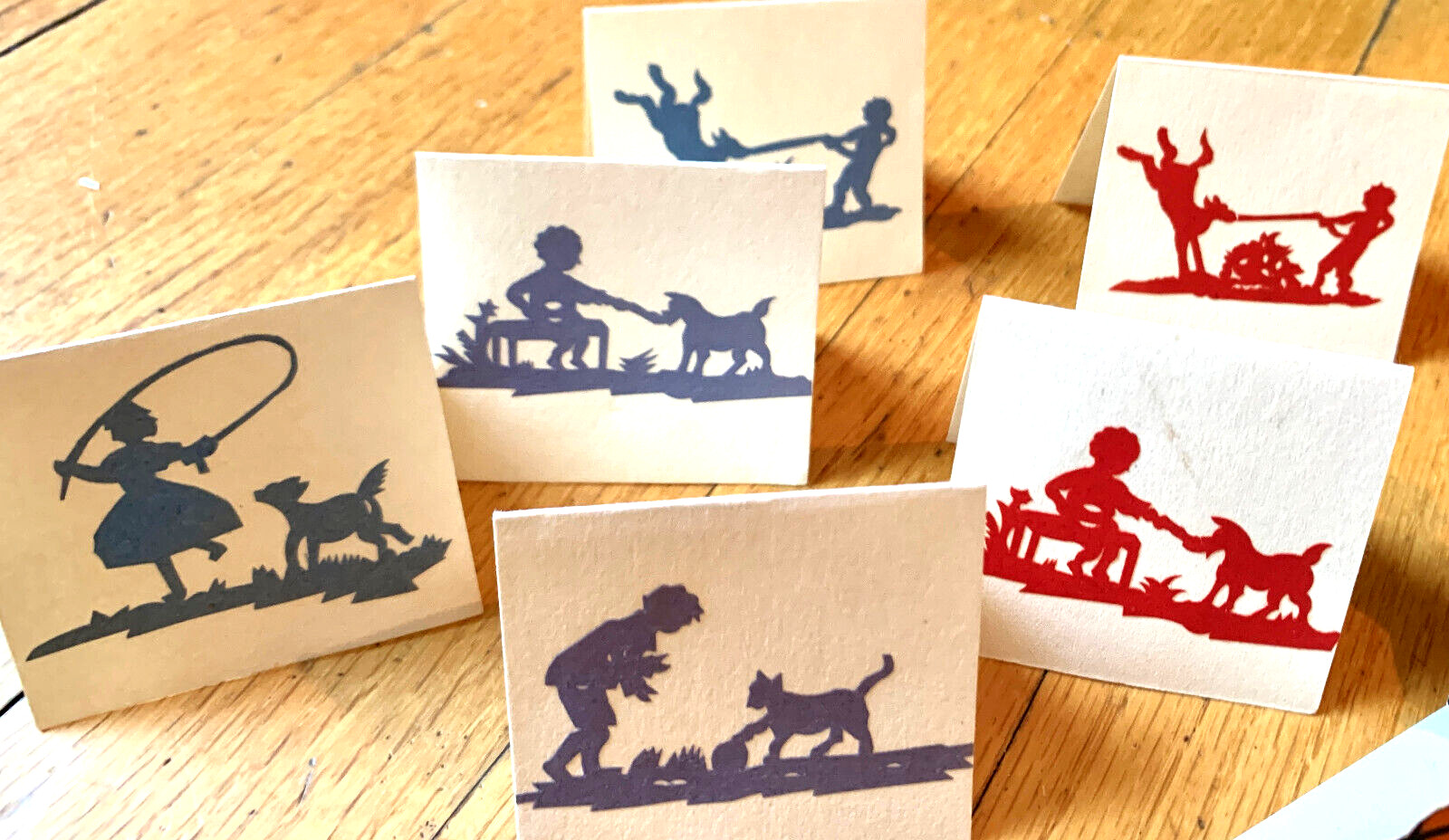 RARE OOAK 1950s Chinese Hand Made Silk Paper Children’s Toy Dolls Cards China