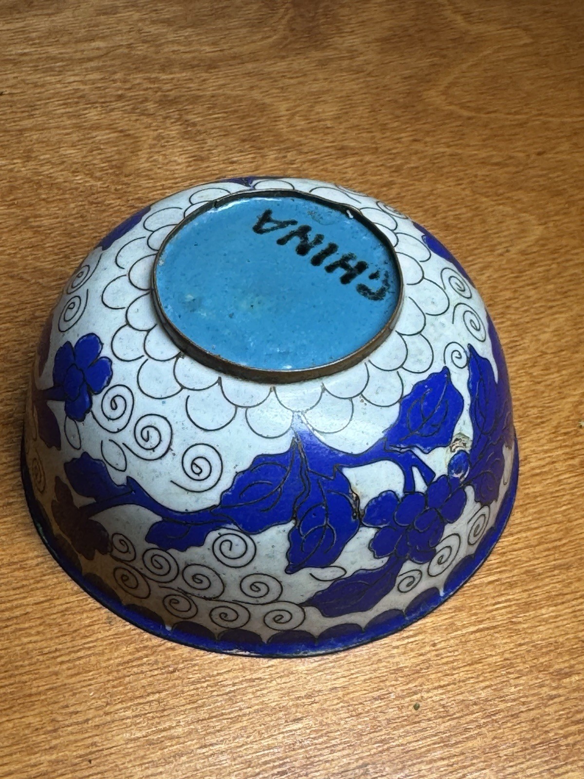 Antique Chinese Cloisonne Bowl Dragons enamel on copper