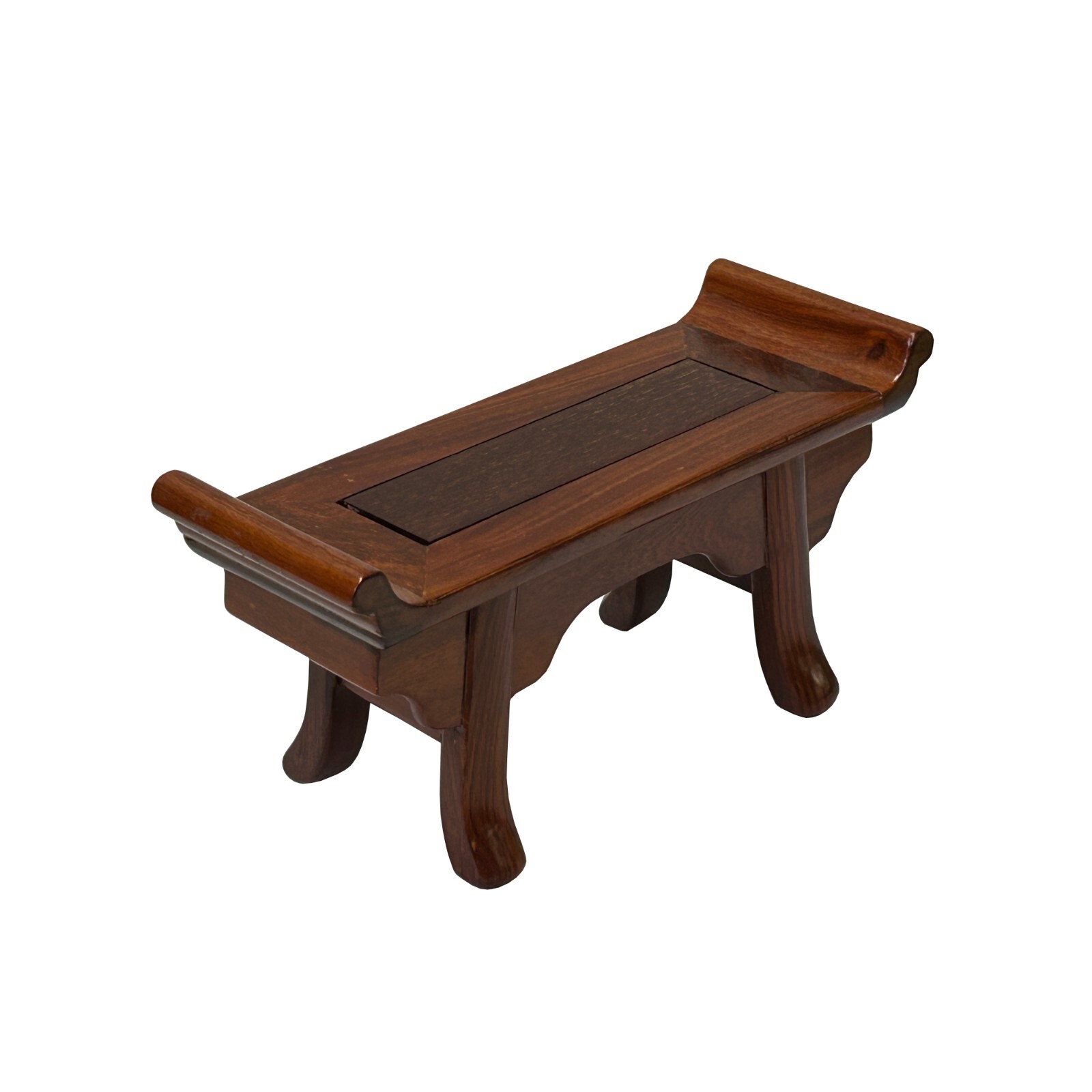 8″ Chinese Light Brown Altar Point Edge Shape Accent Wood Display Stand st1207