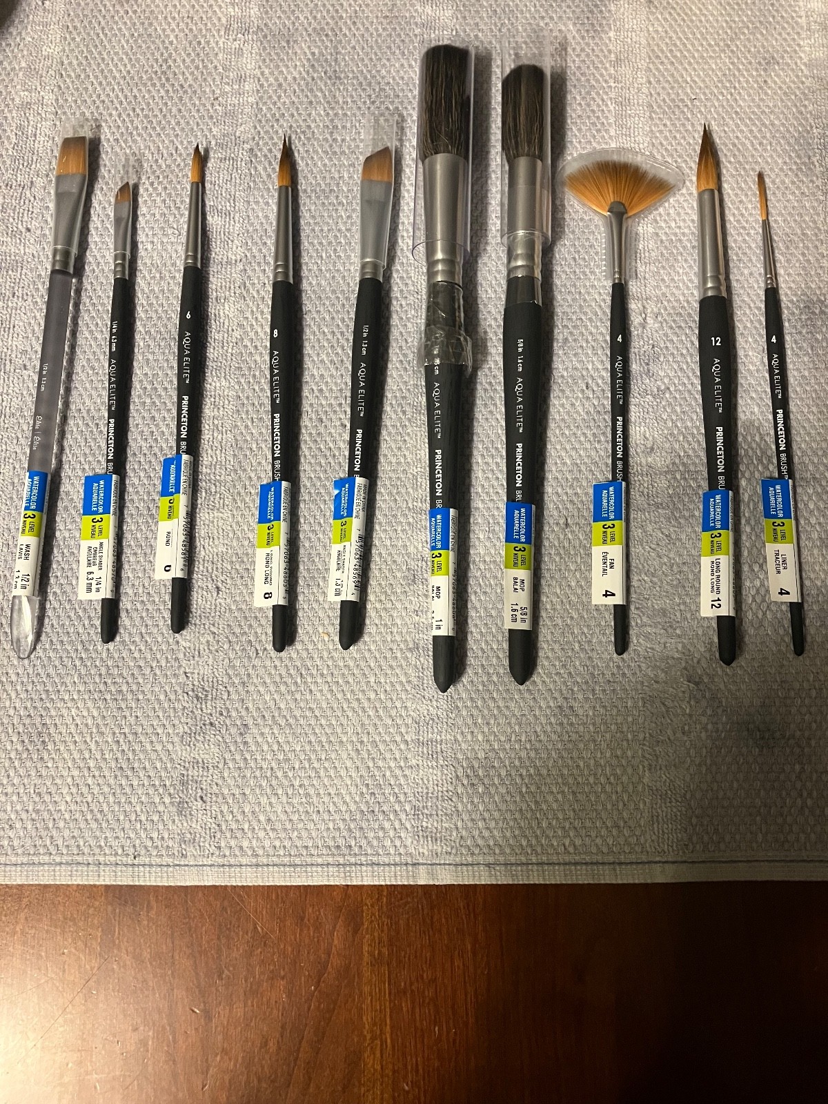 (10)Aqua Elite Princeton Watercolor brushes lot of 10 different quality brushes
