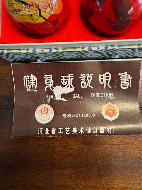 Vintage Chinese Baoding Balls Stress Relief Health Therapy In Box Shou Xing