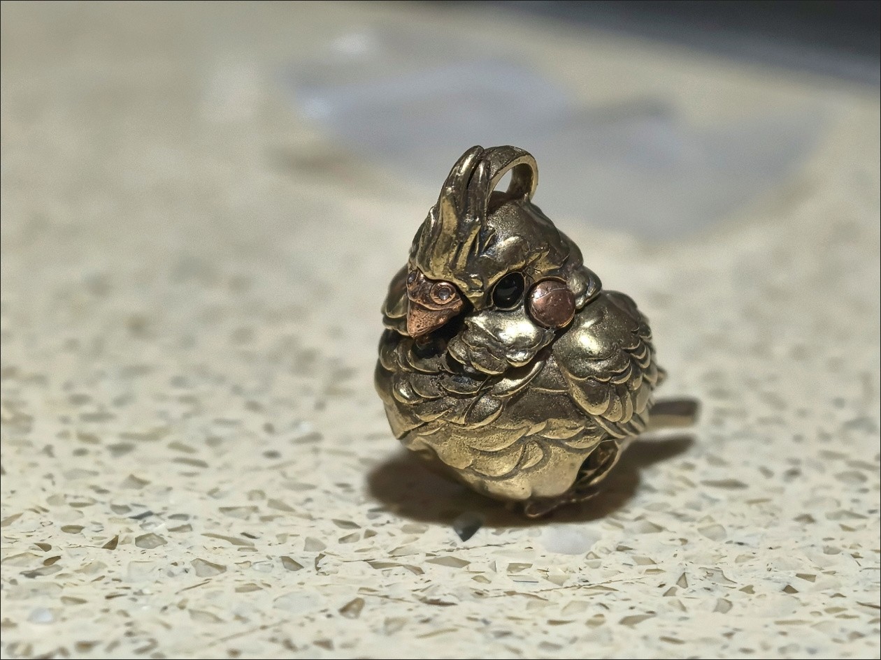 Vintage Brass Parrot Bell Ornament Copper Craft for Stress Relief Desktop Decor
