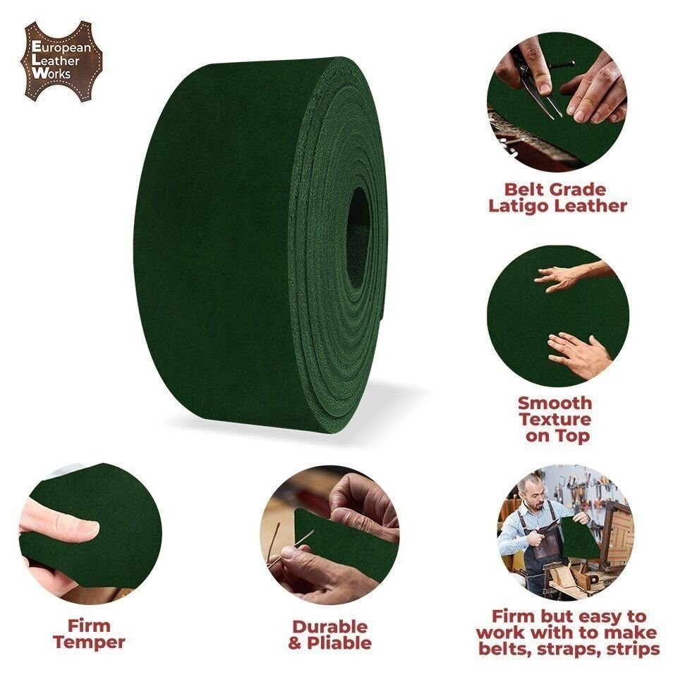 ELW 9-10 oz (3.6-4mm) Latigo Leather Straps Belt Grade 50″ Cowhide Strips