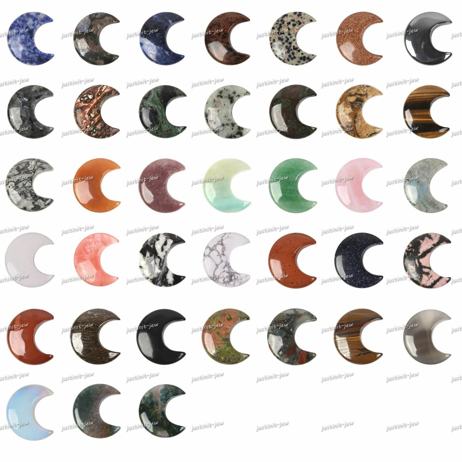 32mm Gemstone Crescent Moon Shape DIY Jewelry Making Kit Wrapping Natural Stone