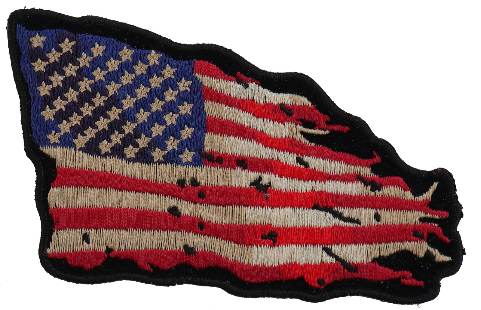 Tattered US American Flag Patch Small – 4×3 inch – P5139