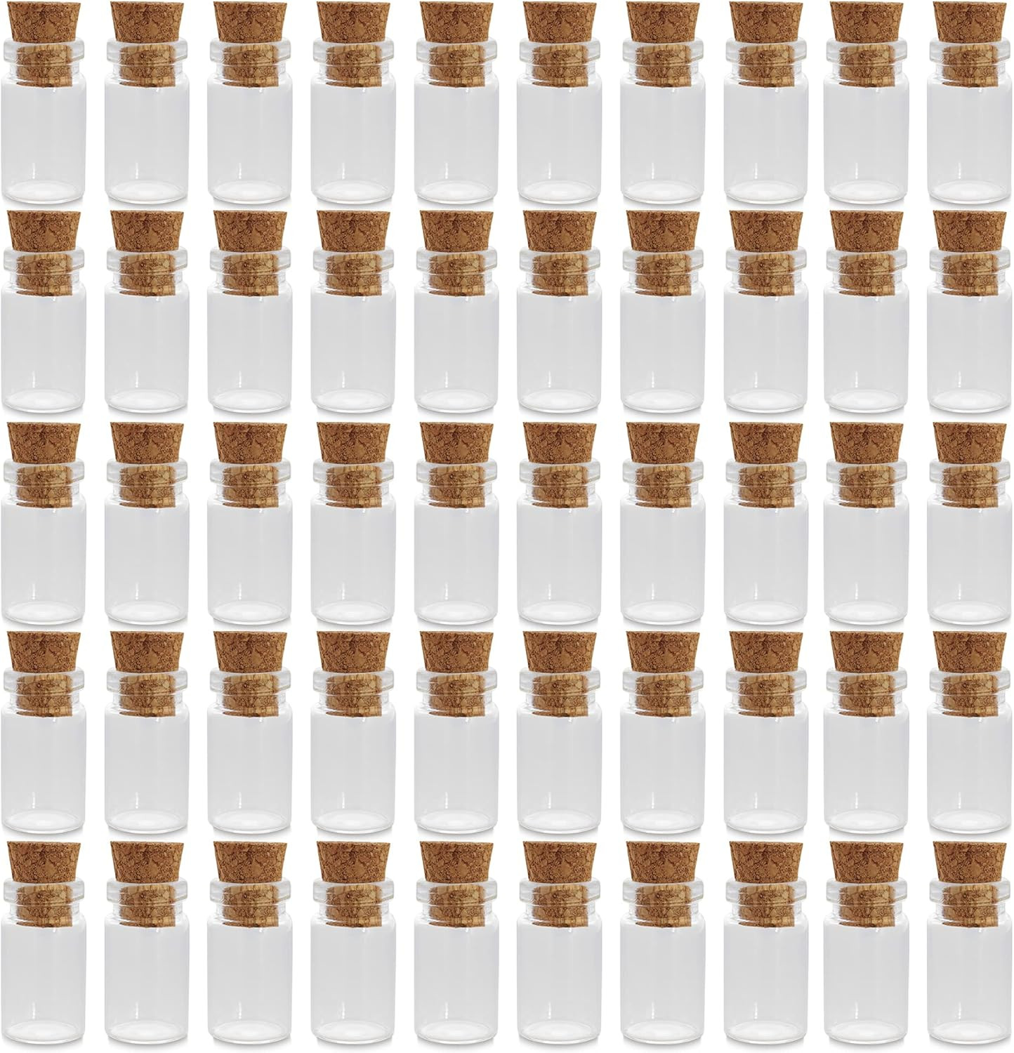 Clear Glass Jars Bottles 50 Pack Mini, Tiny, Cork Stoppers, Arts & Crafts, Proje