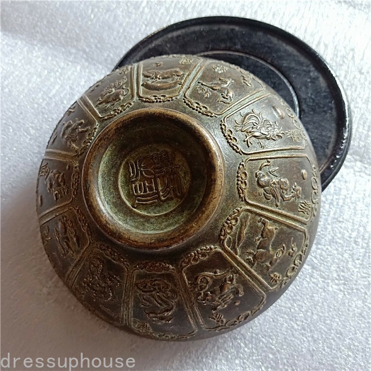 Bowl Crafts Chinese Zodiac Brass Old Copper Bowl Fengshui