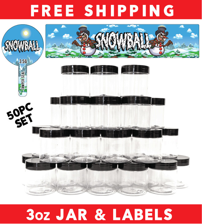 3oz Food Grade Jars & Top – Waterproof Top & Side Label Set – Tamper ( 50pack )