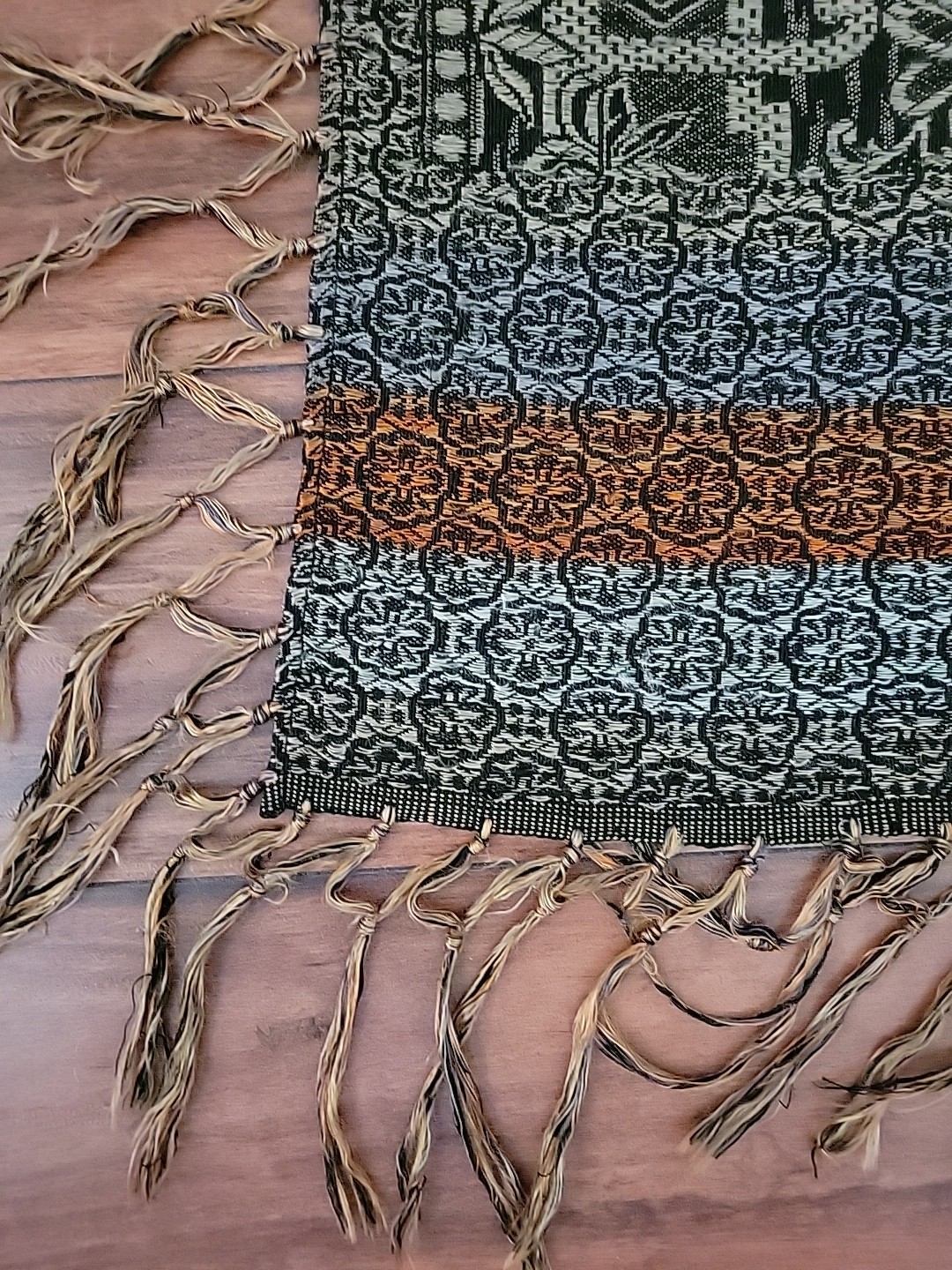 Vintage Asian Brocade Floral Silk Tapestry Bedcover Fringe Double Sided