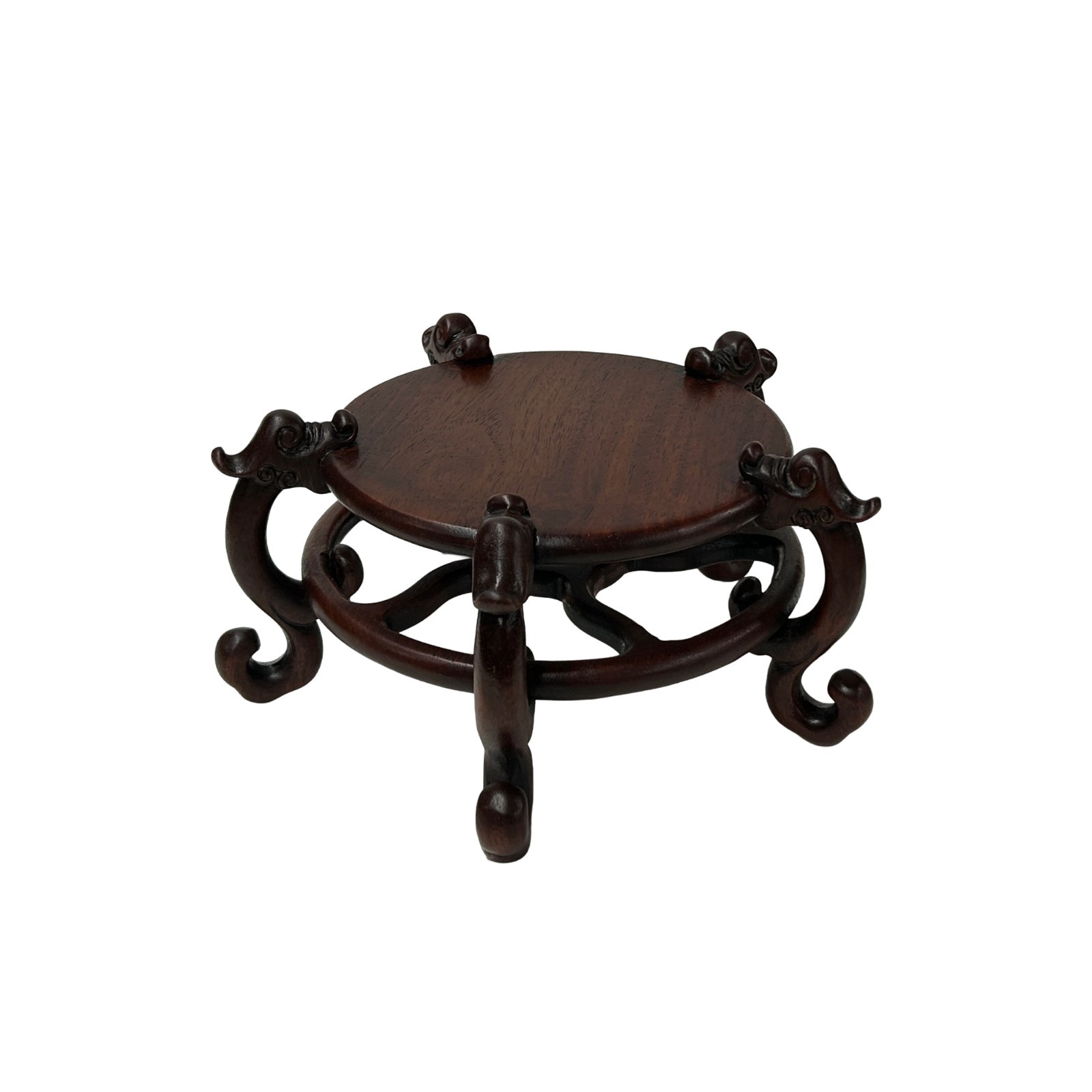 4.75″ Dark Brown Round Top 5 Curved Legs Wood Display Stand Riser Easel GB278