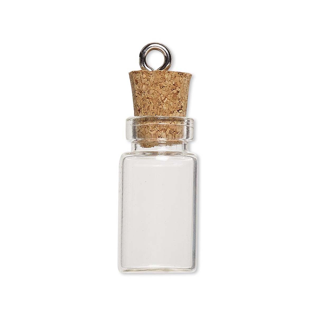 10 Little Clear Glass Bottle Keepsake Jar Charm Pendants W/ Cork Lid Silver Loop