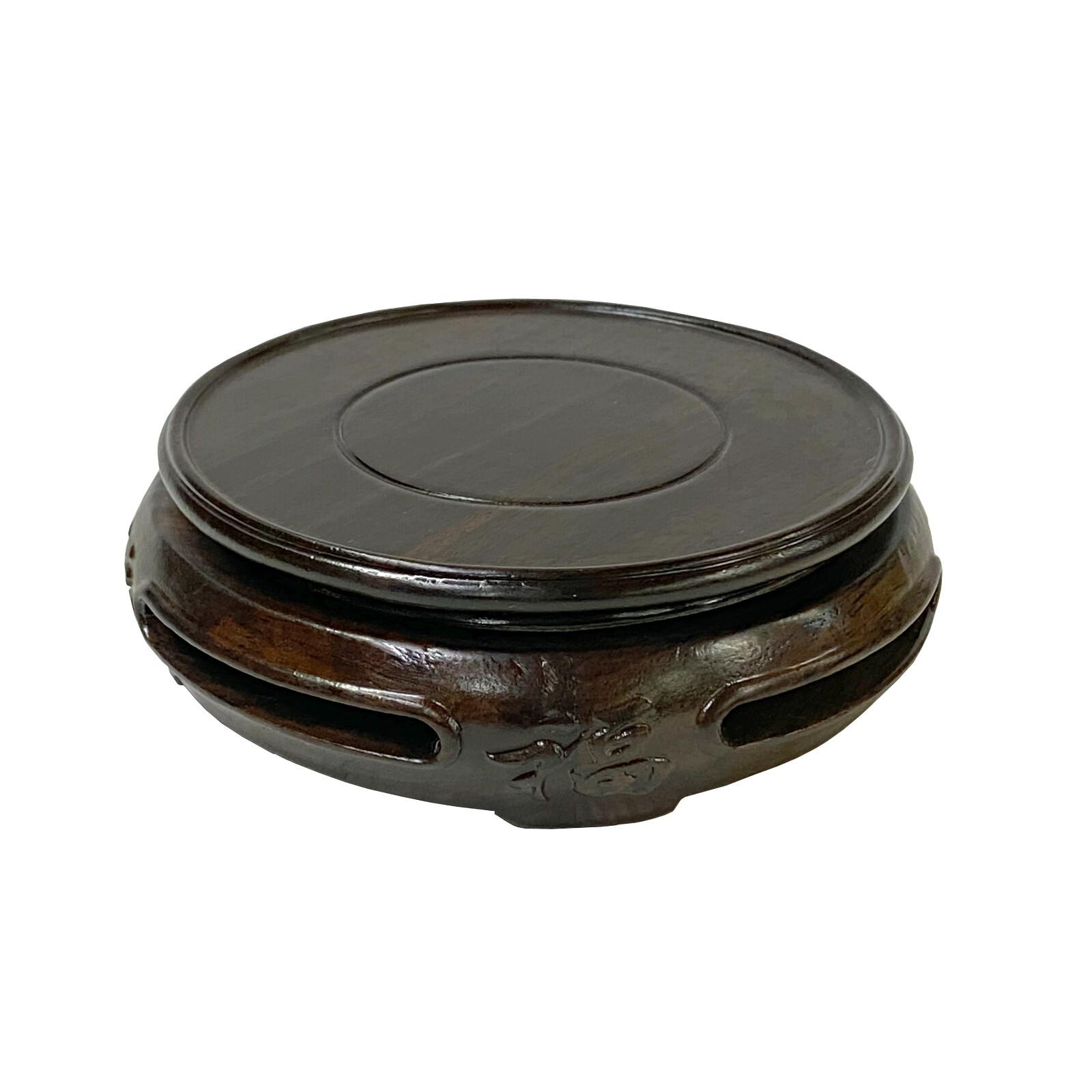 3.75″ Oriental Fok Character Brown Wood Round Table Top Stand Riser ws2869B