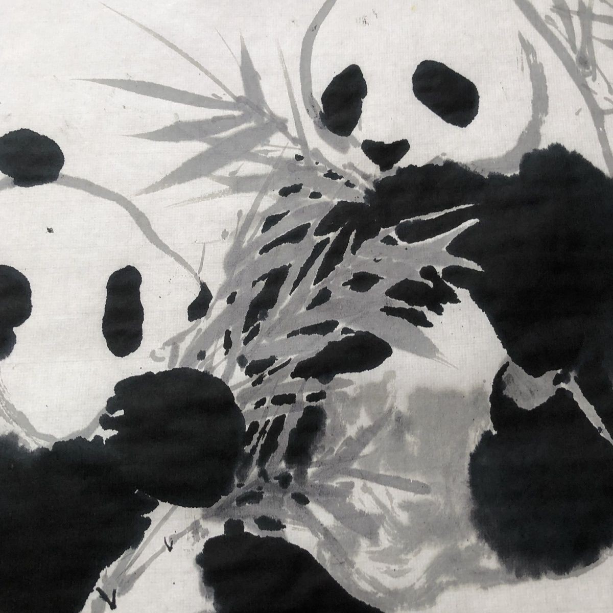 Chinese Panda Bamboo Painting Xuan Paper Scroll Unframed Wall Art Print