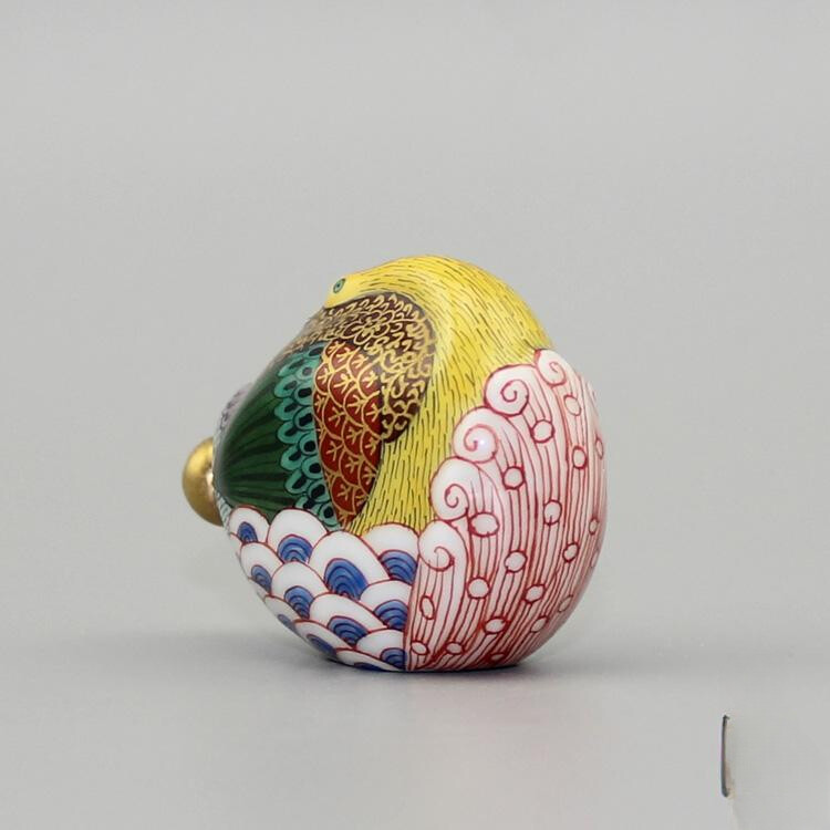 2.6″ Chinese Famille Rose Porcelain Gild Swan Sea Wave Snuff Bottle