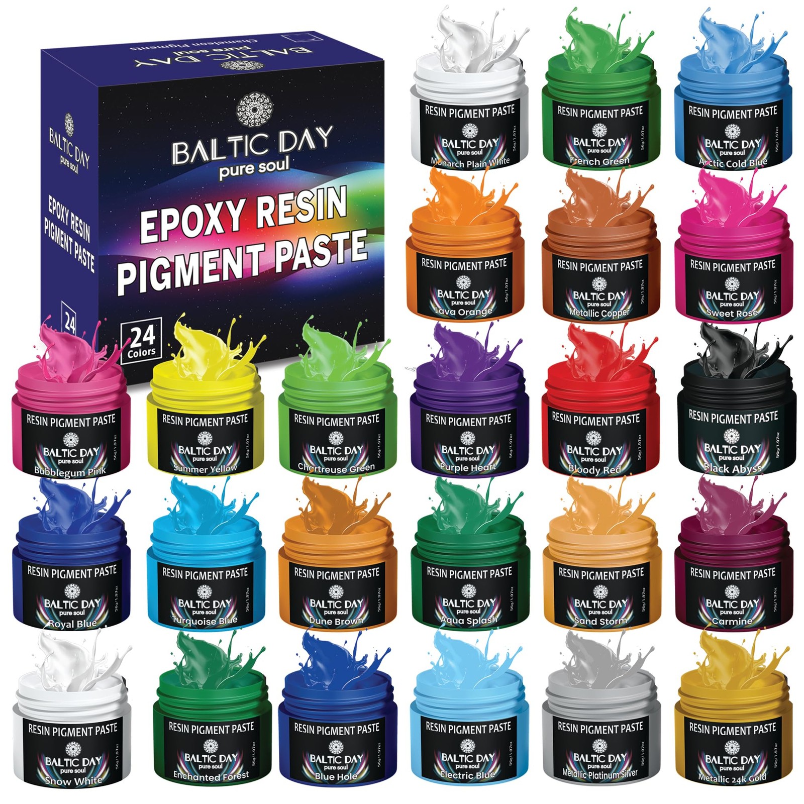 24 Color Pigment Paste for Epoxy Resin Set – Opaque Epoxy Pigment, Epoxy Dye …