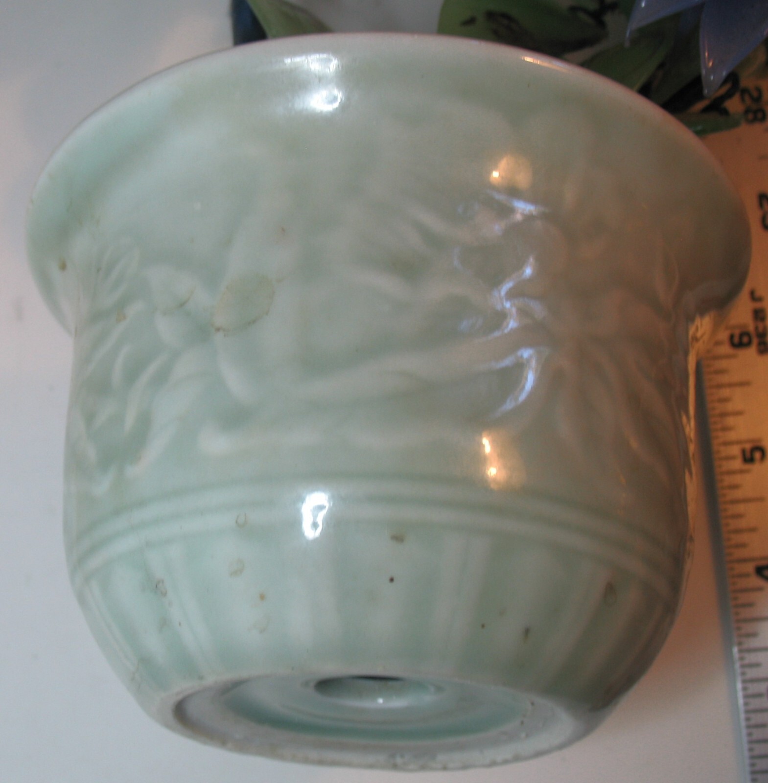 Large Victorian Era Chinese Jade Flowered Bonsai Tree in Round Celadon Planter