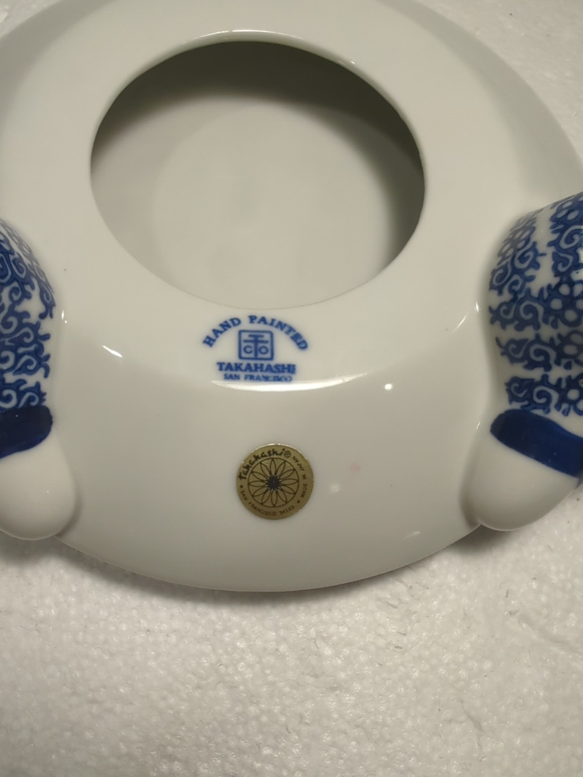 Vintage Takahashi Foo Dog Plant Stand Fish Bowl Stand Blue & White Asian Decor