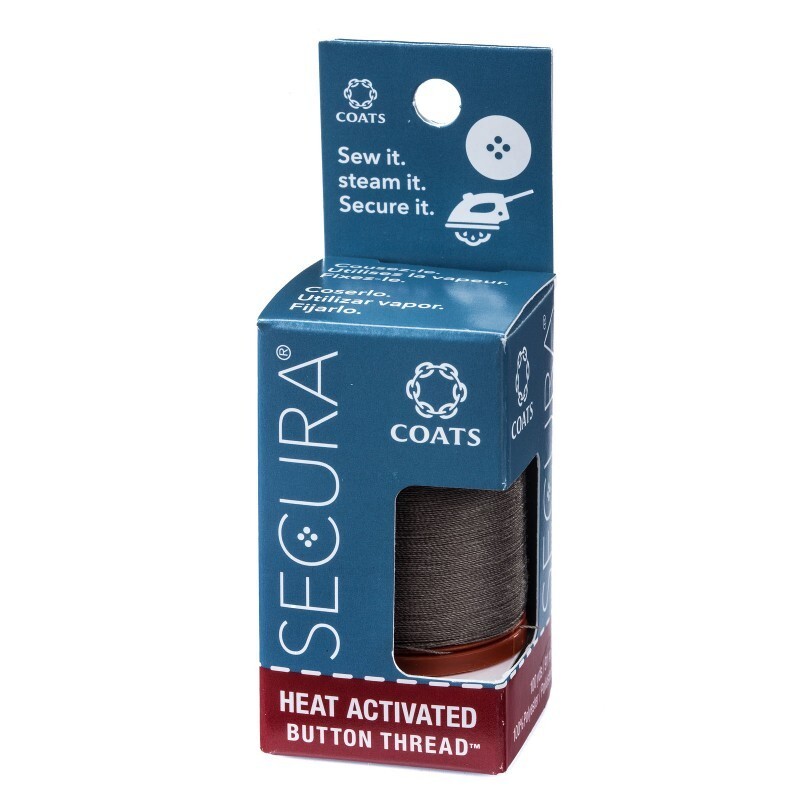 SECURA THREAD Coats & Clark Smoke Gray Heat Activated Button Thread 100 yd Poly