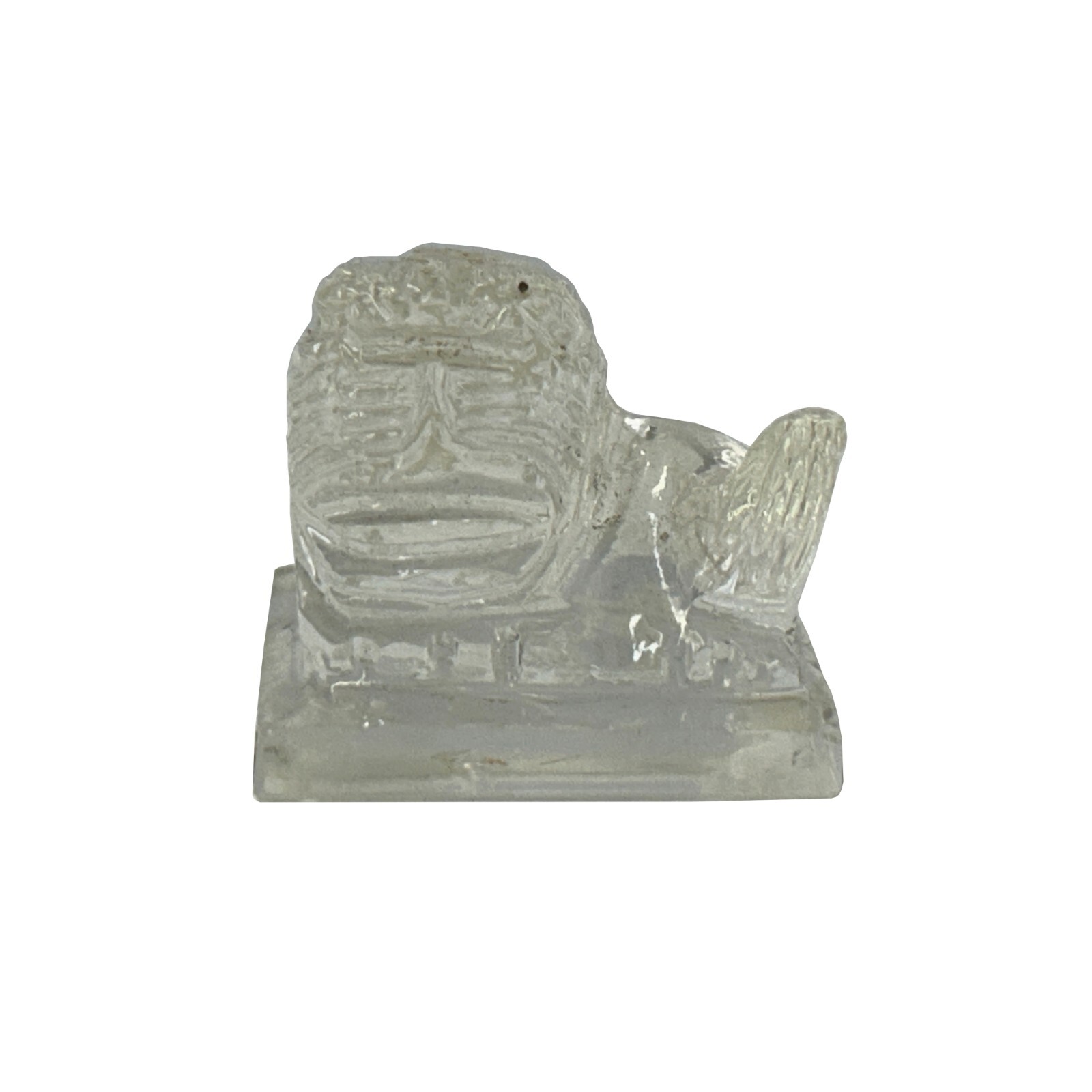 Chinese Clear Glass Foo Dog Lion Fengshui Display Figure Art ws4170