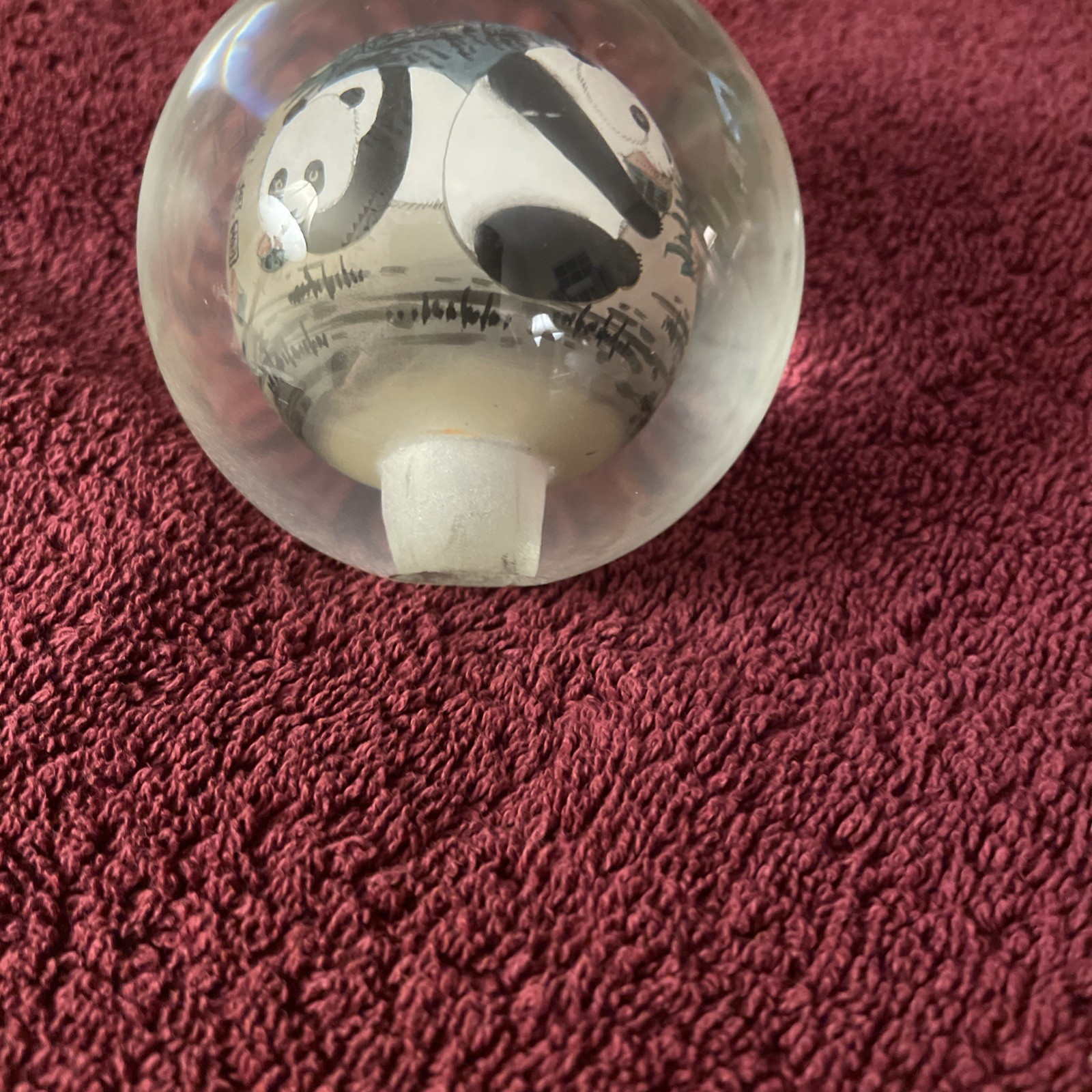 Chinese Glass Ball Hand Painted Pandas Sphere Paperweight