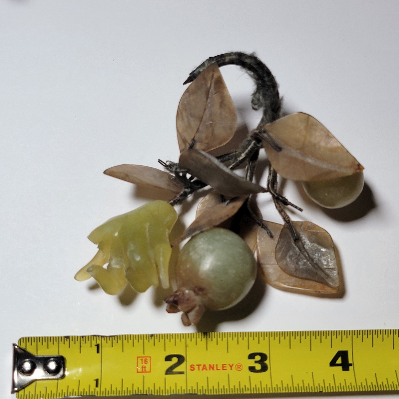 LOT Vintage MCM Jade Rose Quartz Grapes Apple Pear Plum Green Pink Brown leaves