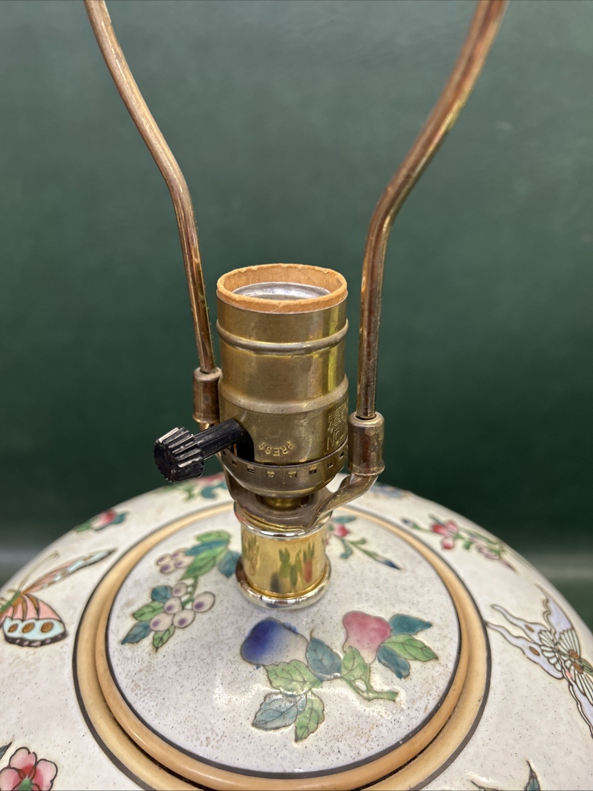 Vintage Large Chinese Famille Rose Ginger jar Lamp – Butterflies & Flowers 29″