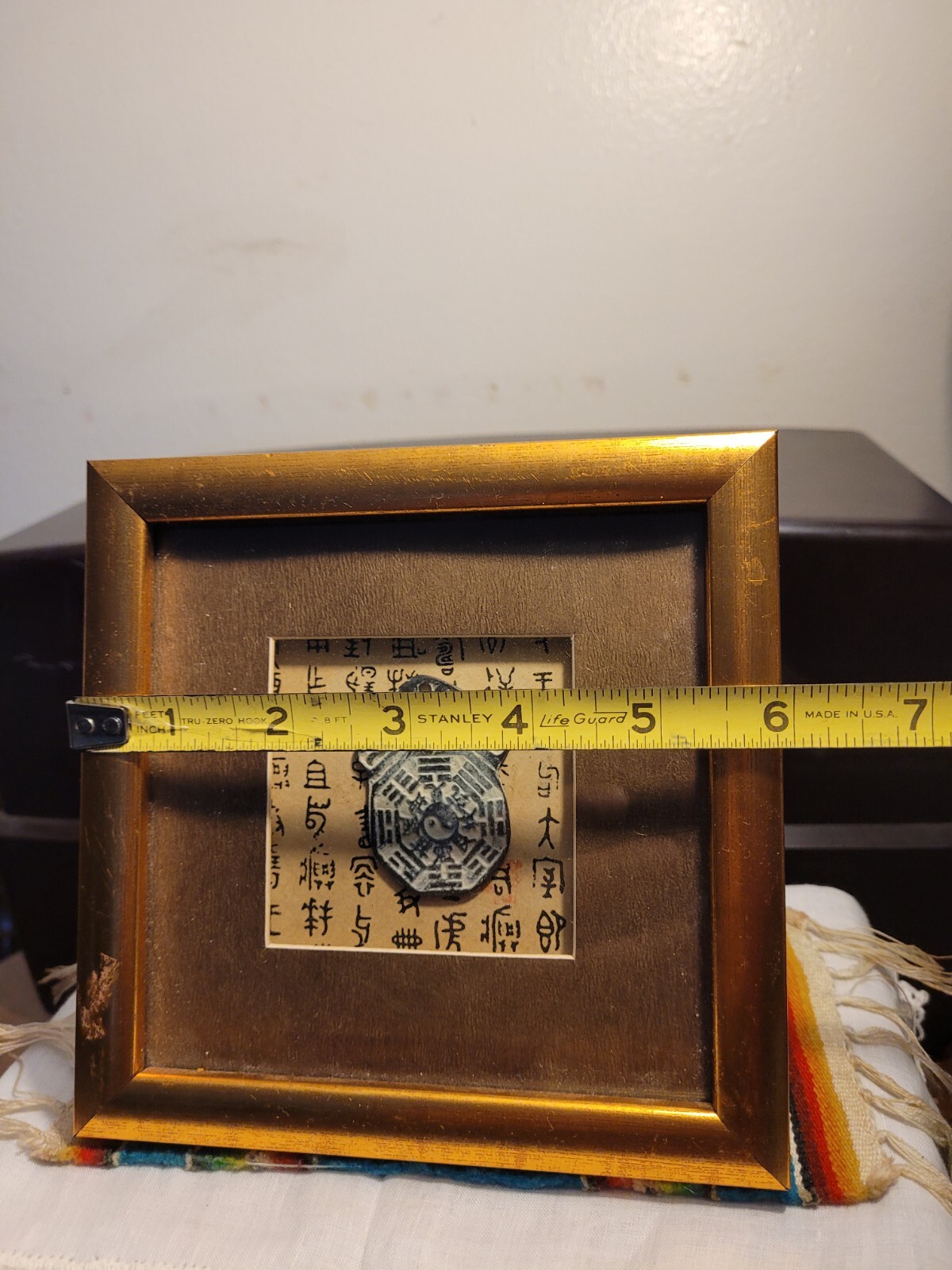 Vintage CHINESE CALENDAR Wood, Glass Side Table Stand Frame