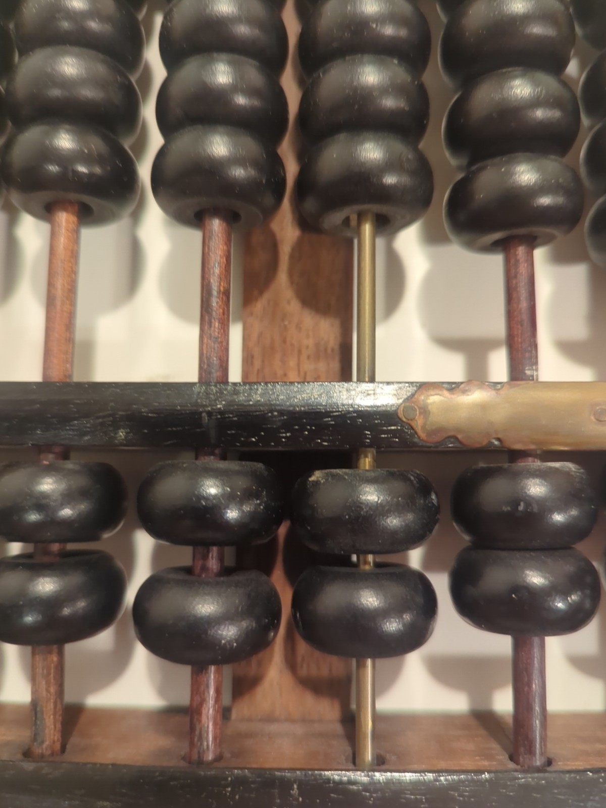 Vintage Lotus – Flower Brand ABACUS Black Painted Wood with Brass Accents