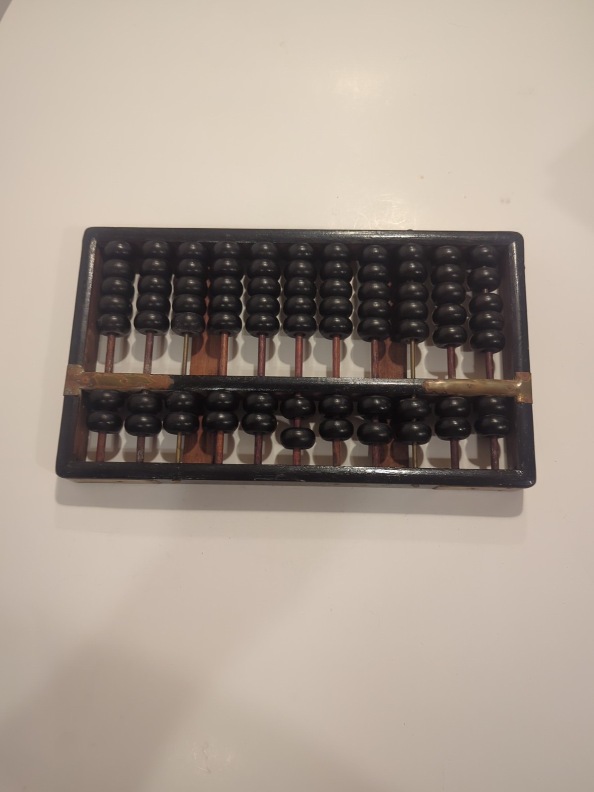 Vintage Lotus – Flower Brand ABACUS Black Painted Wood with Brass Accents