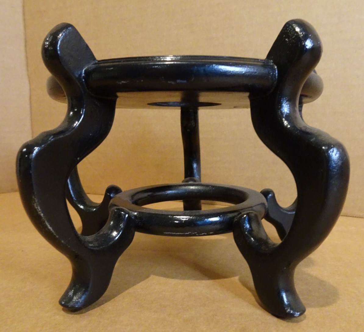 Asian Wood Stand 5 Leg Carved Pedestal Holds pot 5.5″ Diameter