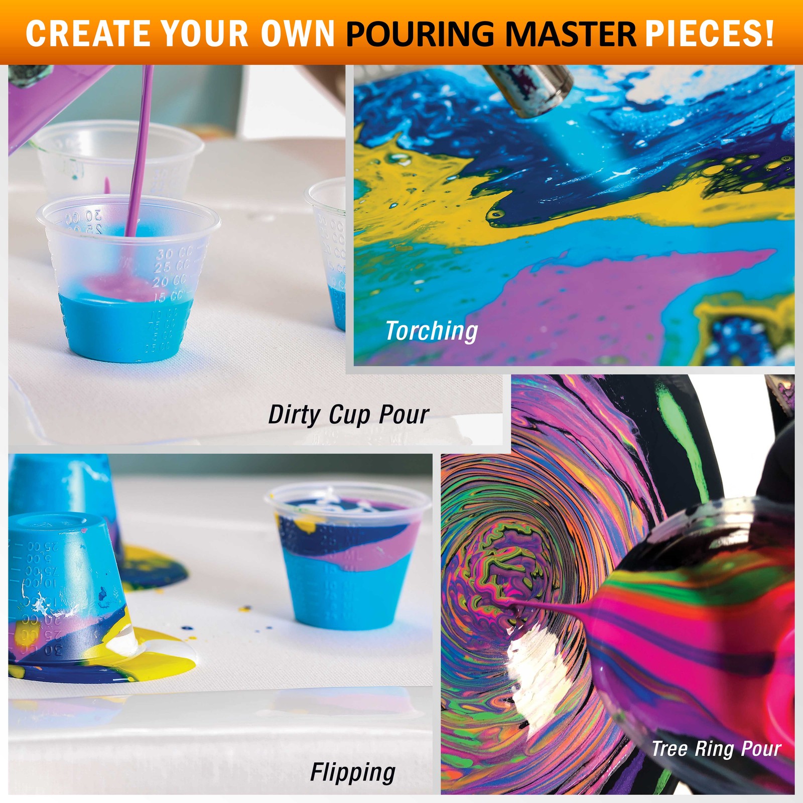 Pouring Masters Lemon Yellow 8-Ounce Bottle of Water-Based Acrylic Pouring Paint