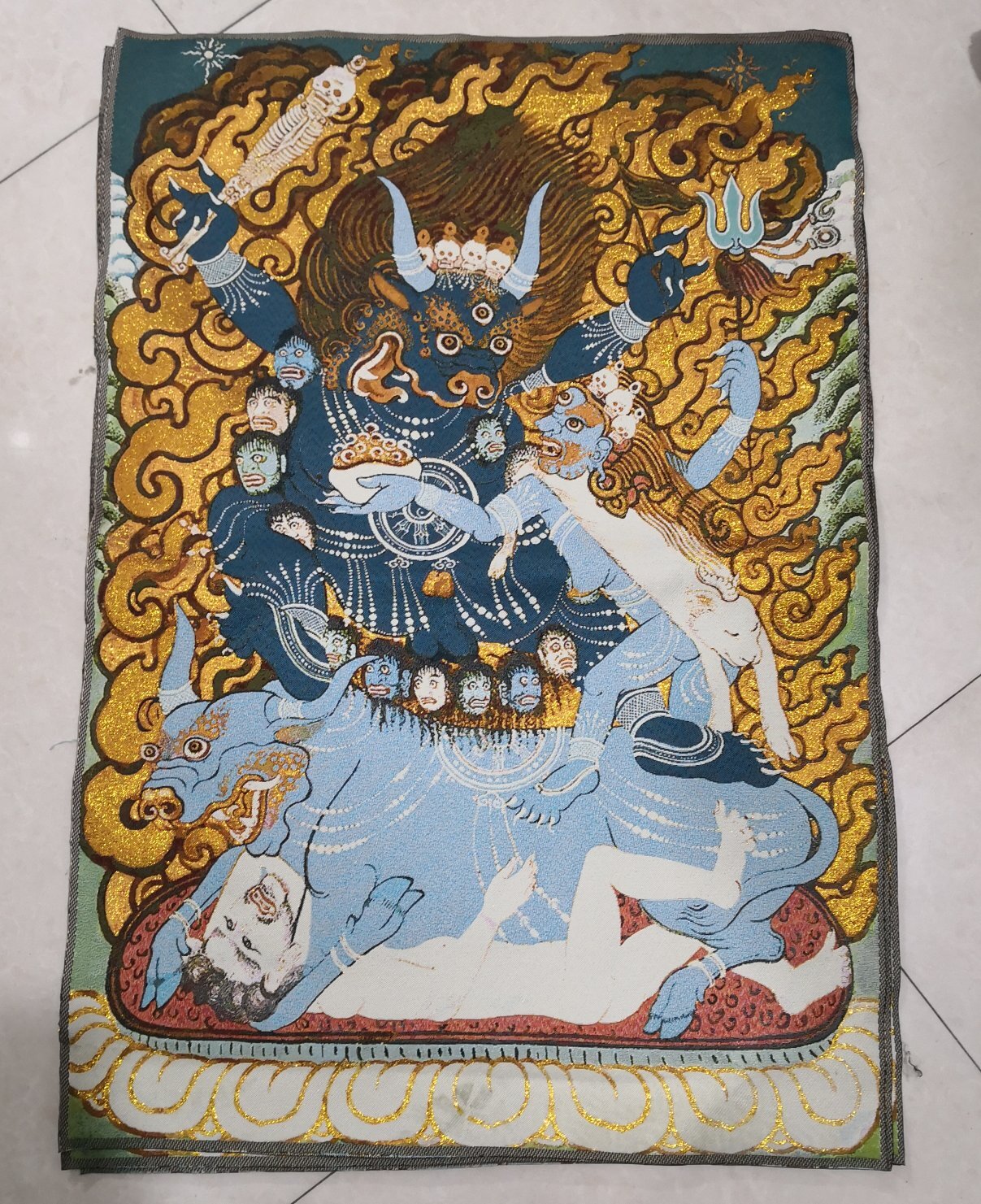 36″ Tibet Tibetan Cloth Silk Buddhism Heruka Vajrabhairava Tangka Thangka Mural7