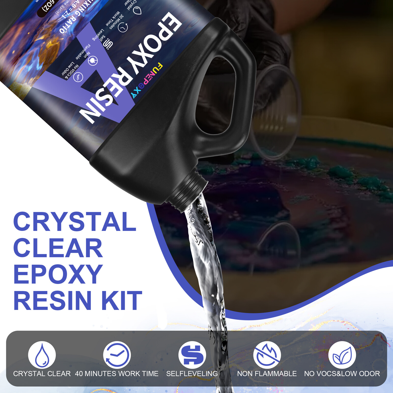 Epoxy Resin 1Gallon No Yellowing No Bubble easy mixing Crystal Clear Epoxy Resin