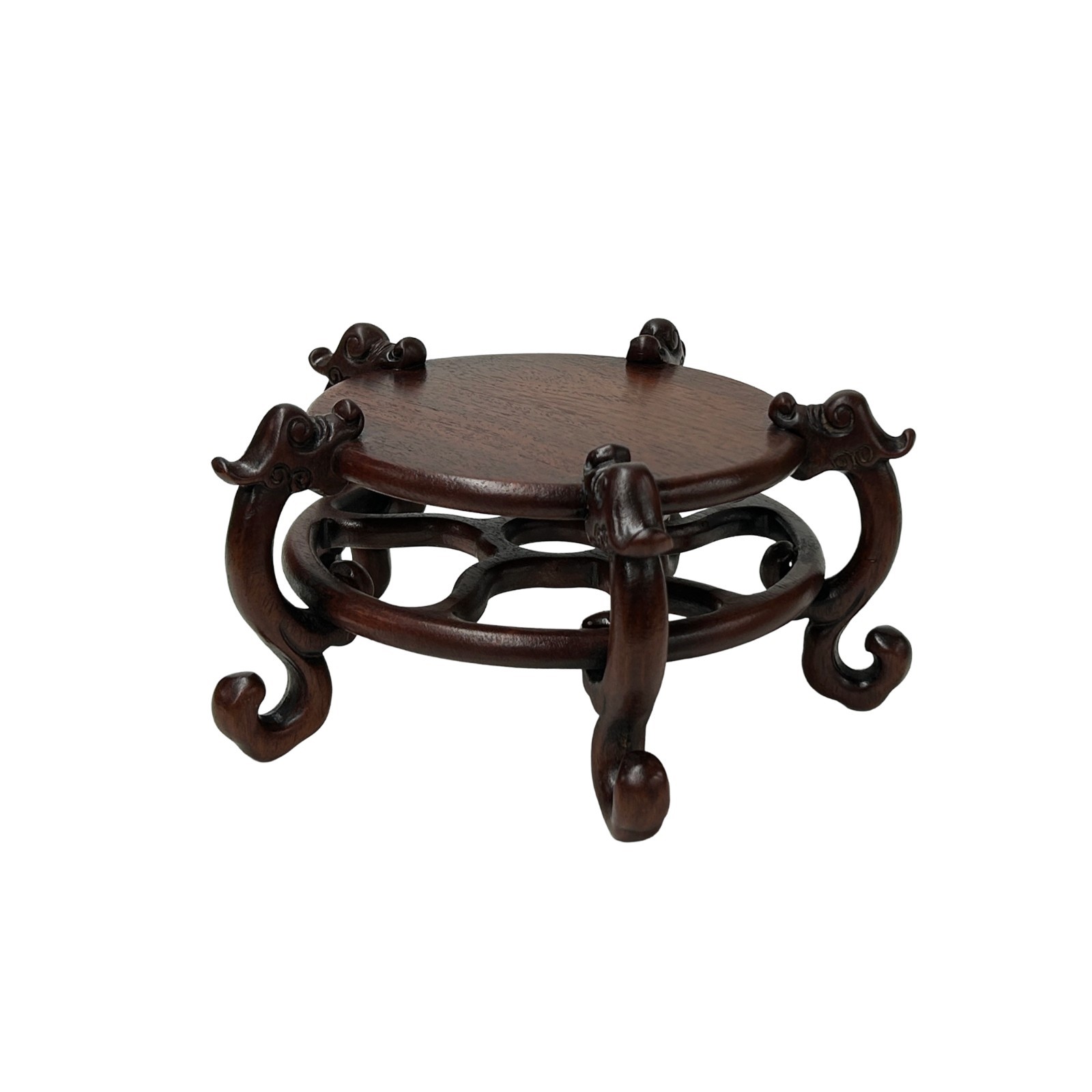 4.75″ Dark Brown Round Top 5 Curved Legs Wood Display Stand Riser Easel GB278