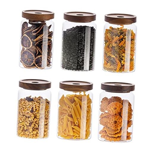 Glass Storage Containers Set of 6, 28 Ounce Airtight Food Storage 28oz